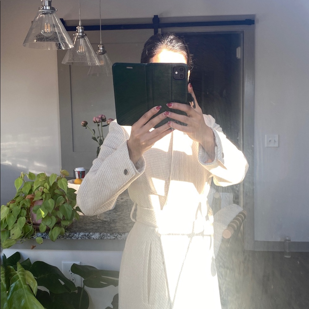 Mango Cream Wide Collar Cape Coat